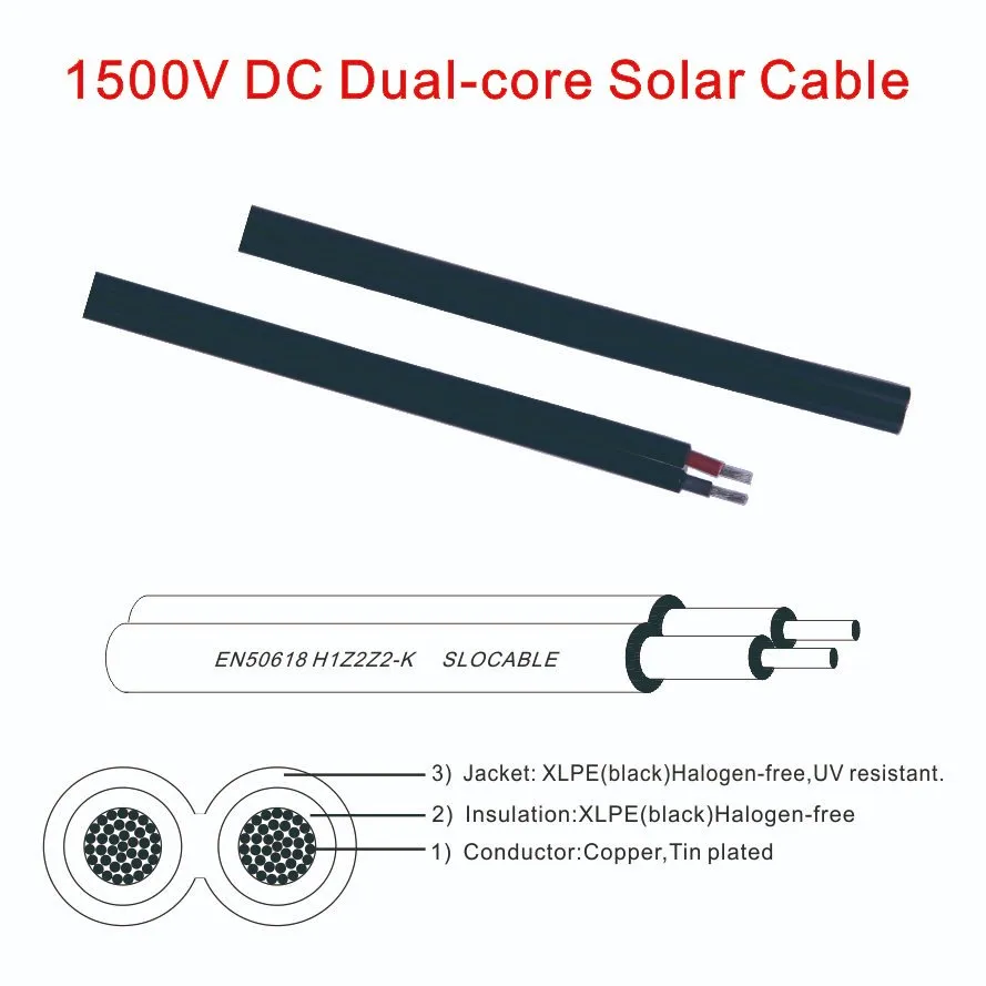 1X4mm2 (12AWG) Solar Cable Red or Black PV Cable Wire Copper Conductor XLPE Jacket TUV Certifiction
