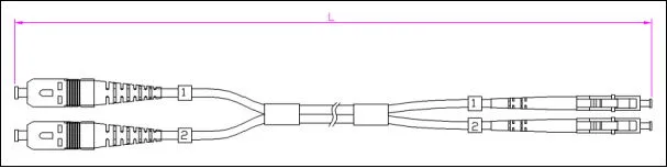 2.0mm Sc-LC Single Mode G652D Duplex Fiber Optical Fiber Jumper Cable