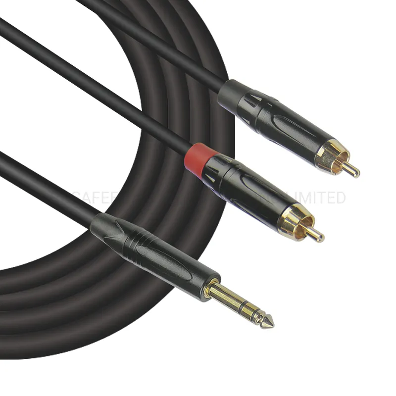 2 RCA to 6.35mm Trs Plug Audio RCA Cable Y-Cable (FYC11)