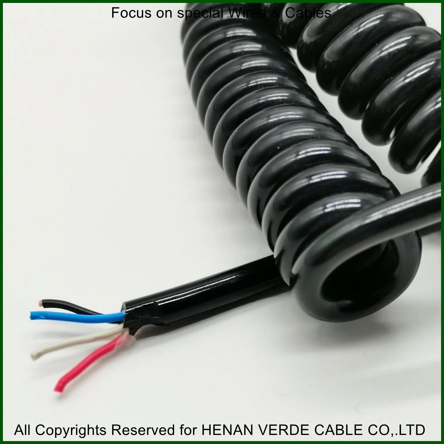 4 Cores Black Electrical PVC Flex Coil Curly Retractable Cable
