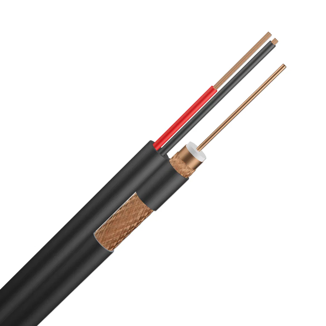 Factory Supply PVC Coated RG6 Communication Cable RG6+2DC Camera CATV CCTV Coaxial Cable