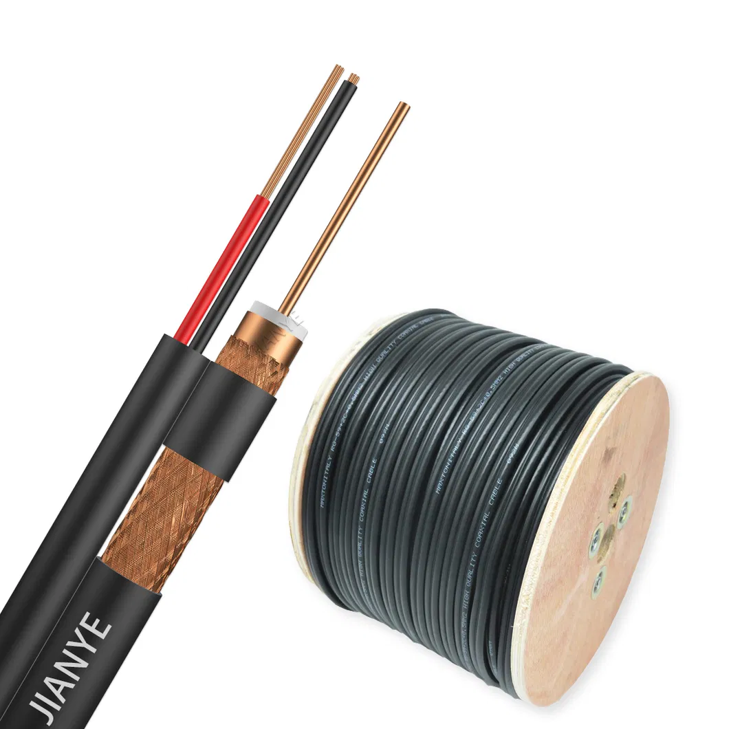 Factory Supply PVC Coated RG6 Communication Cable RG6+2DC Camera CATV CCTV Coaxial Cable