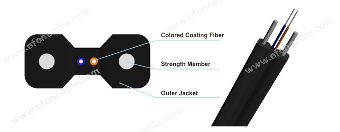 G657A G. 652D 1 2 4core FTTH Drop Cable Optical Fiber