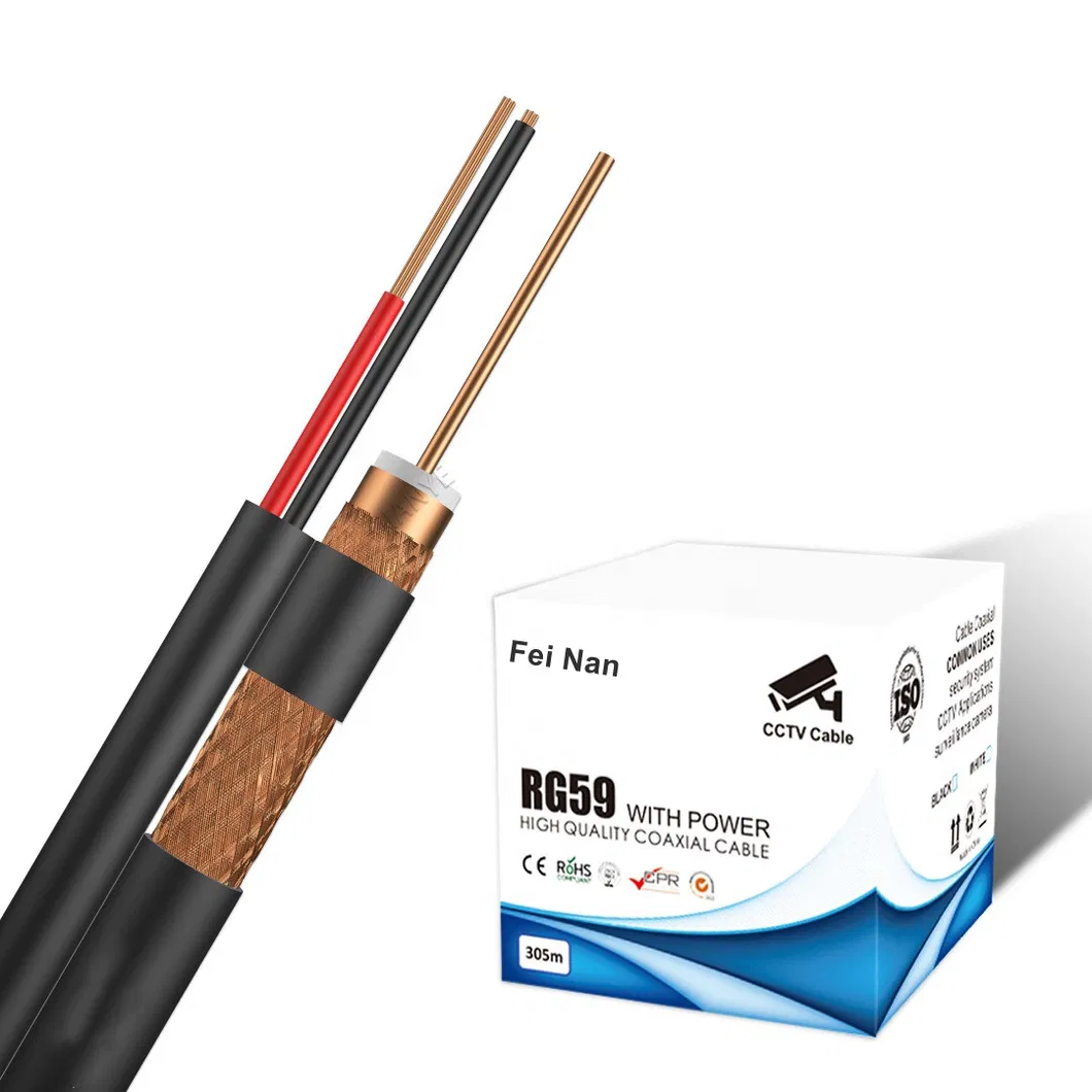 High Transmission 305m Rg59 with Power Coaxial Communication Cable for CCTV Camera Siamese
