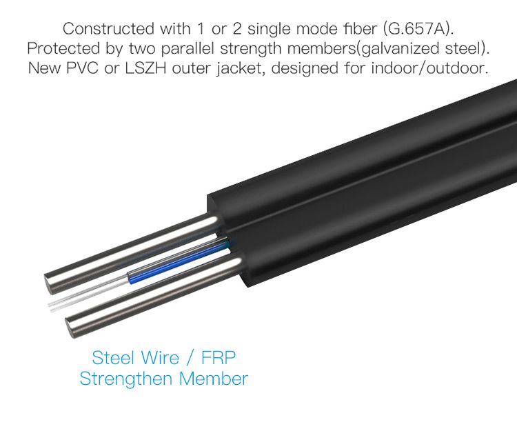 Indoor Outdoor 1 2 4 Core FTTH Fiber Optic Drop Cable