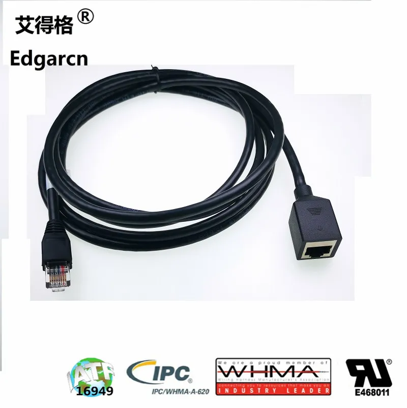 RJ45 Male to RJ45 Female Cat 5e UTP 26AWG Customized Panel Mount Cable Assembly
