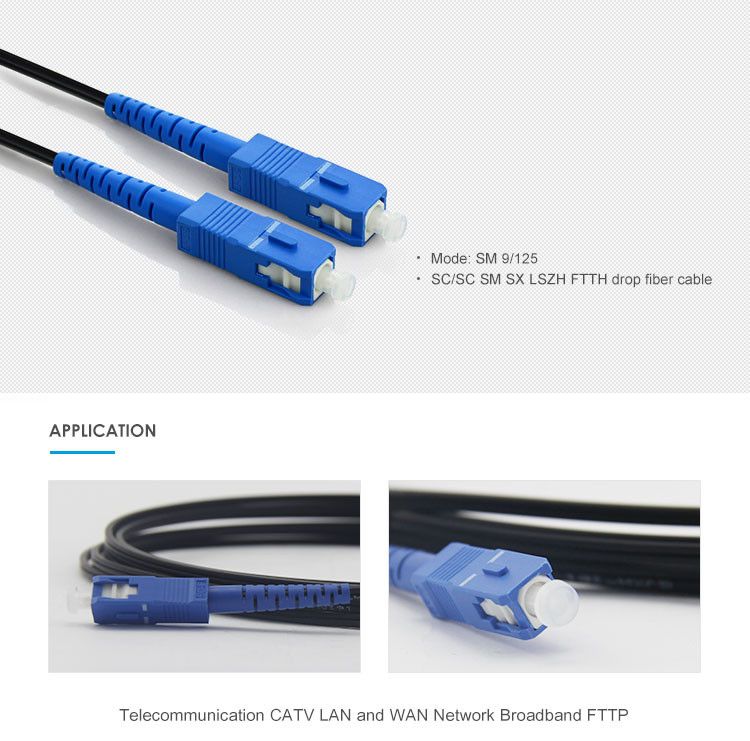 Sc Sm 9/125 Simplex Fiber Kfrp Strength G652D LSZH FTTH Indoor Patch Cable for Benin Cabling Systems
