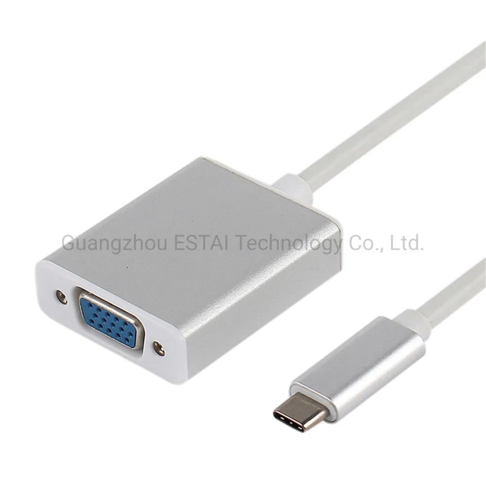 Support 1080P USB 3.1 Type-C Male to VGA Female Converter Cable adapter for Laptop to Projector HDTV Display USB C to VGA